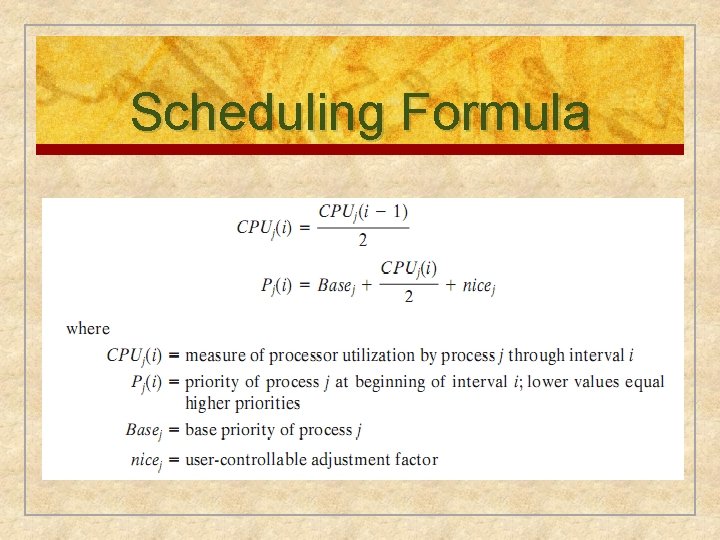 Scheduling Formula 