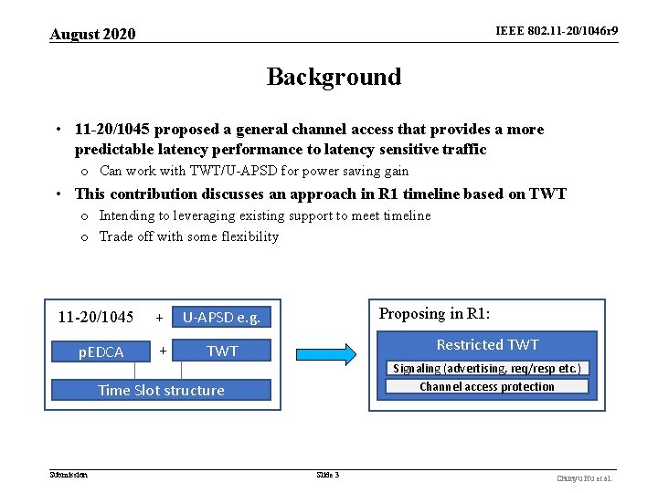 IEEE 802. 11 -20/1046 r 9 August 2020 Background • 11 -20/1045 proposed a IEEE 802. 11 -20/1046 r 9 August 2020 Background • 11 -20/1045 proposed a
