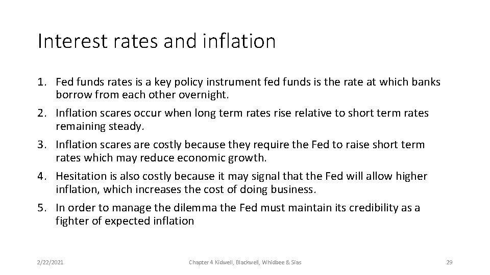 Interest rates and inflation 1. Fed funds rates is a key policy instrument fed
