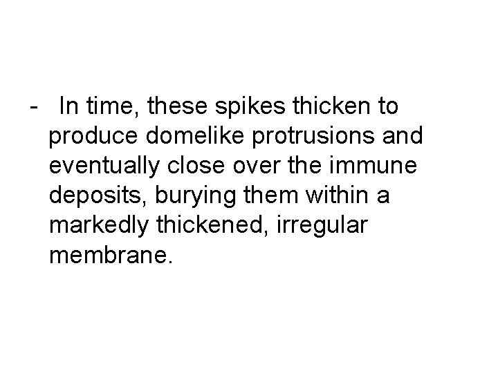 - In time, these spikes thicken to produce domelike protrusions and eventually close over