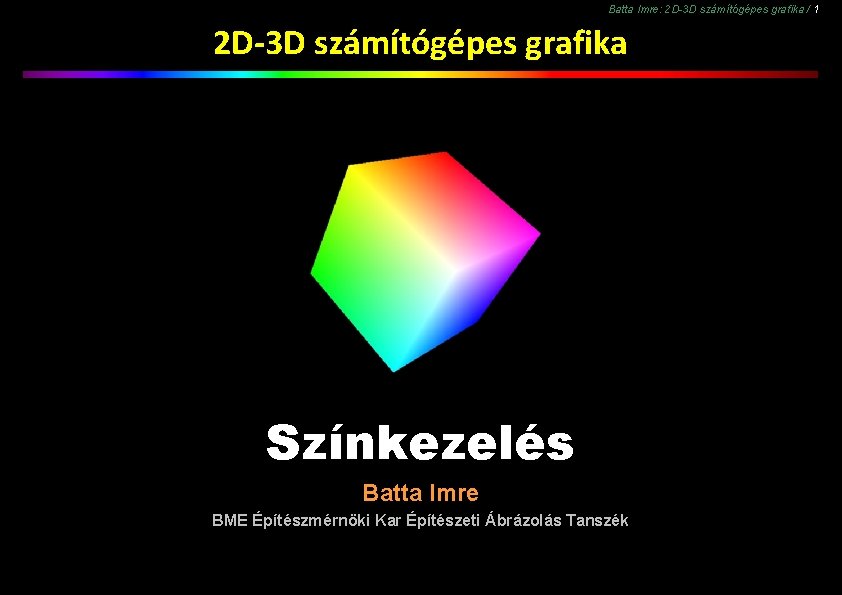 Batta Imre: 2 D-3 D számítógépes grafika / 1 2 D-3 D számítógépes grafika