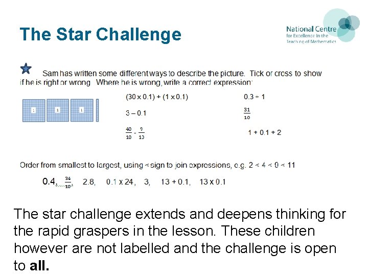 The Star Challenge The star challenge extends and deepens thinking for the rapid graspers The Star Challenge The star challenge extends and deepens thinking for the rapid graspers