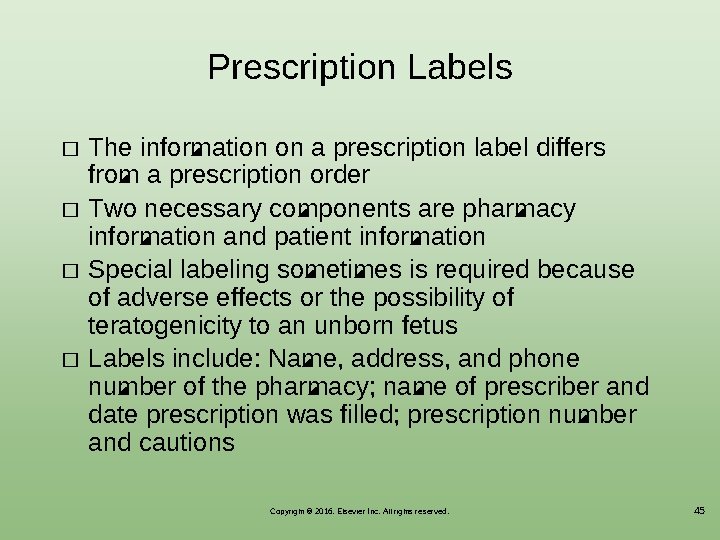 Prescription Labels � � The information on a prescription label differs from a prescription