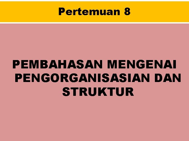 Pertemuan 8 PEMBAHASAN MENGENAI PENGORGANISASIAN DAN STRUKTUR 