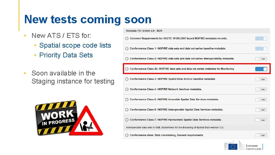 New tests coming soon • New ATS / ETS for: • Spatial scope code