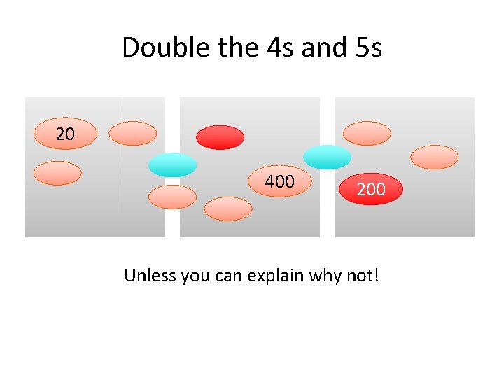 Double the 4 s and 5 s 20 400 200 Unless you can explain