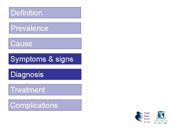 Definition Prevalence Cause Symptoms & signs Diagnosis Treatment Complications Definition Prevalence Cause Symptoms & signs Diagnosis Treatment Complications