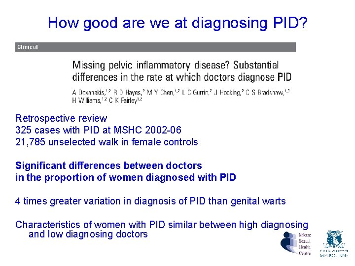 How good are we at diagnosing PID? Retrospective review 325 cases with PID at How good are we at diagnosing PID? Retrospective review 325 cases with PID at