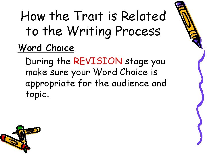 How the Trait is Related to the Writing Process Word Choice During the REVISION