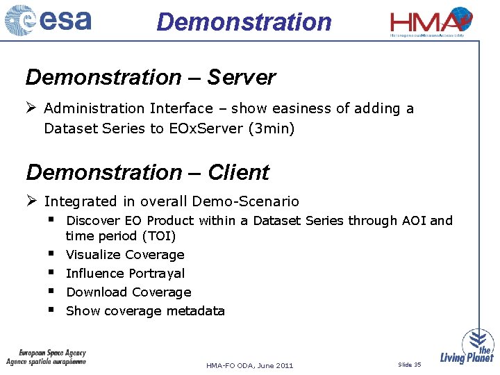 Demonstration – Server Administration Interface – show easiness of adding a Dataset Series to