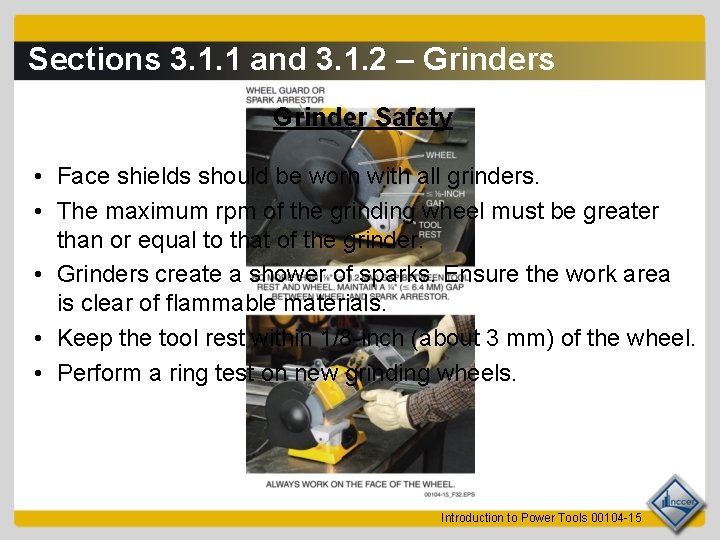 Sections 3. 1. 1 and 3. 1. 2 – Grinders Grinder Safety • Face