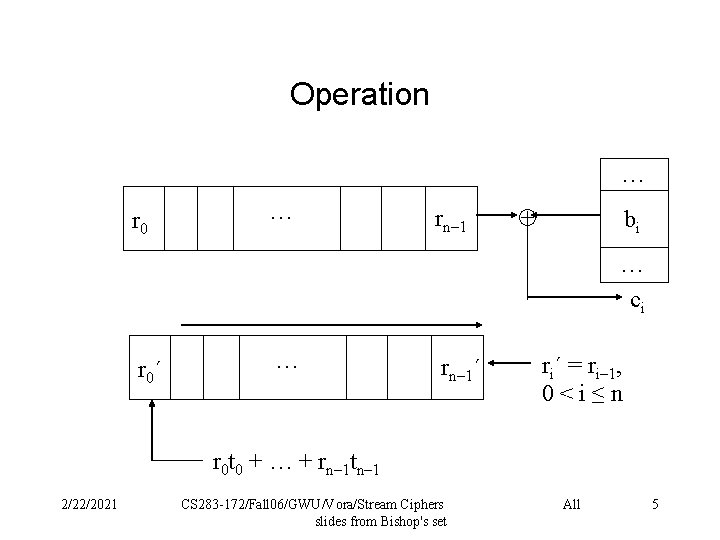 Operation … r 0 … rn– 1 bi … ci r 0´ … rn–