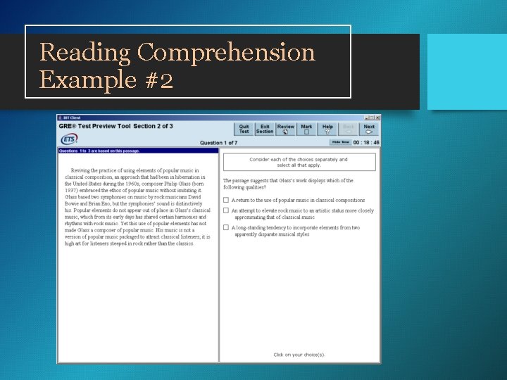 Reading Comprehension Example #2 Reading Comprehension Example #2