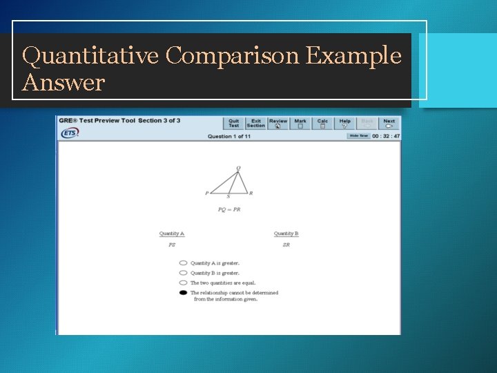 Quantitative Comparison Example Answer Quantitative Comparison Example Answer