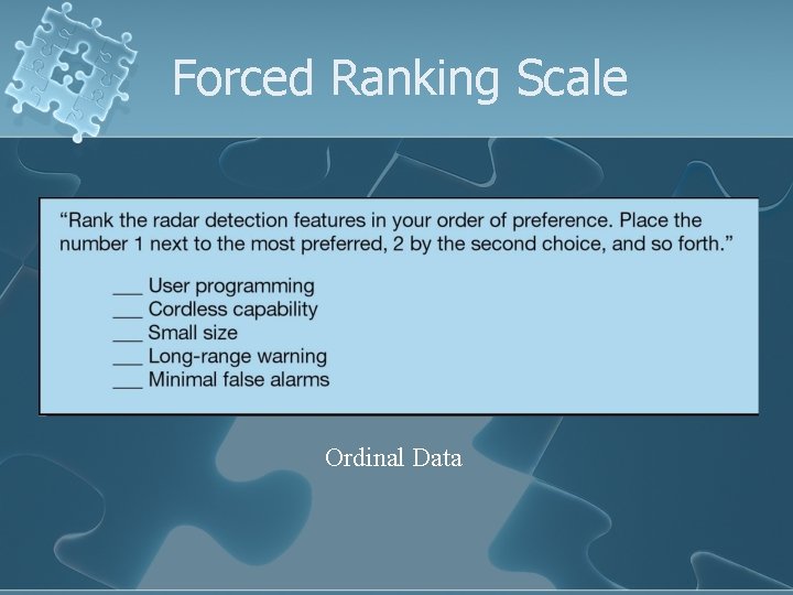 Forced Ranking Scale Ordinal Data 