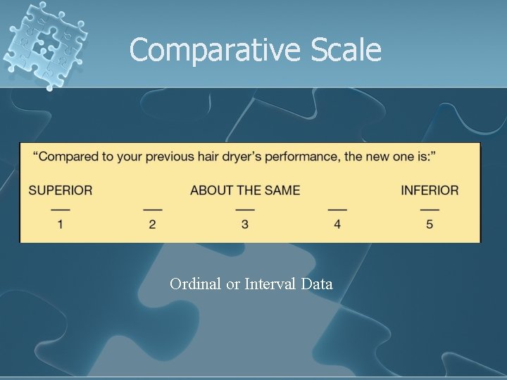 Comparative Scale Ordinal or Interval Data 