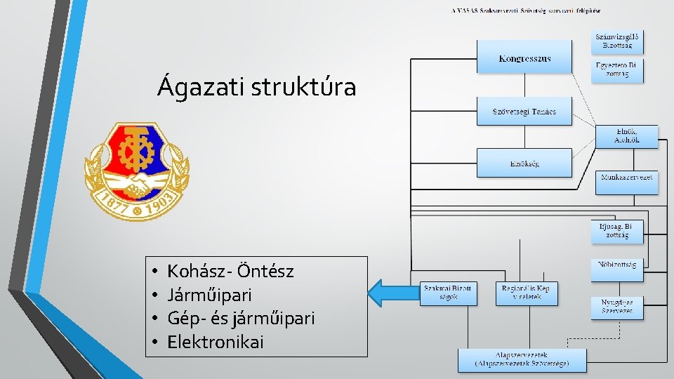 Ágazati struktúra • • Kohász- Öntész Járműipari Gép- és járműipari Elektronikai 