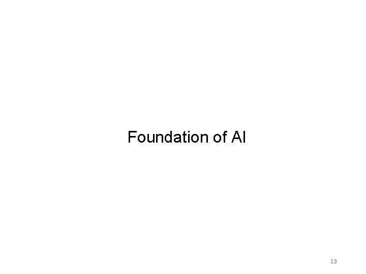 Foundation of AI 13 