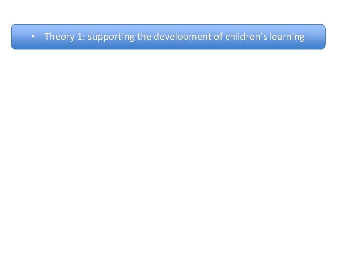  • Theory 1: supporting the development of children’s learning 