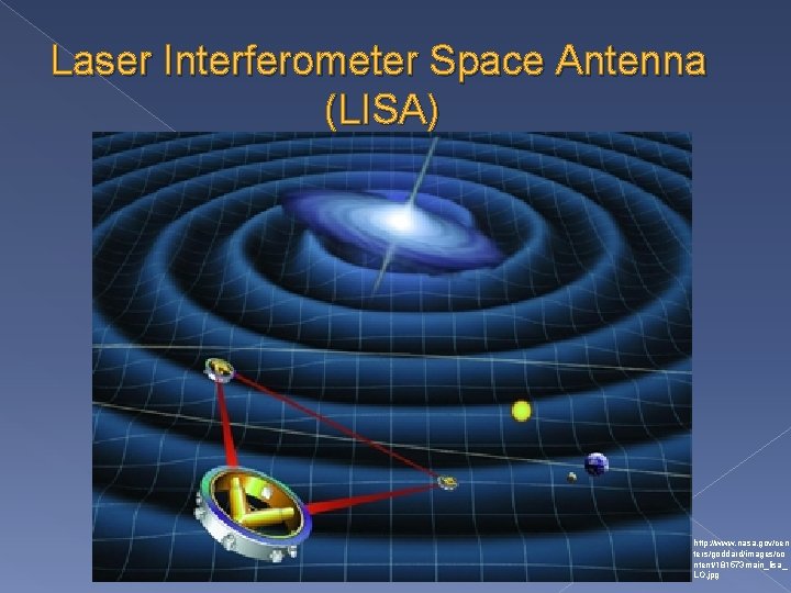 Laser Interferometer Space Antenna (LISA) http: //www. nasa. gov/cen ters/goddard/images/co ntent/181573 main_lisa_ LO. jpg