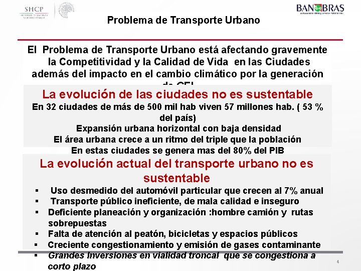 Problema de Transporte Urbano El Problema de Transporte Urbano está afectando gravemente la Competitividad