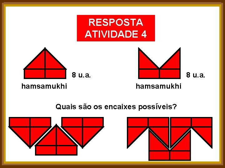 RESPOSTA ATIVIDADE 4 8 u. a. hamsamukhi Quais são os encaixes possíveis? 