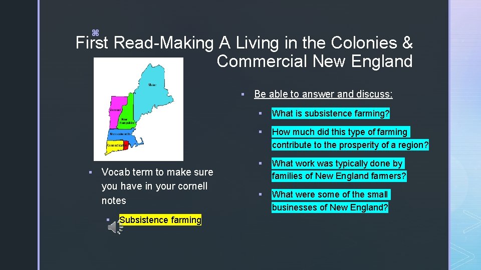 z First Read-Making A Living in the Colonies & Commercial New England § Be