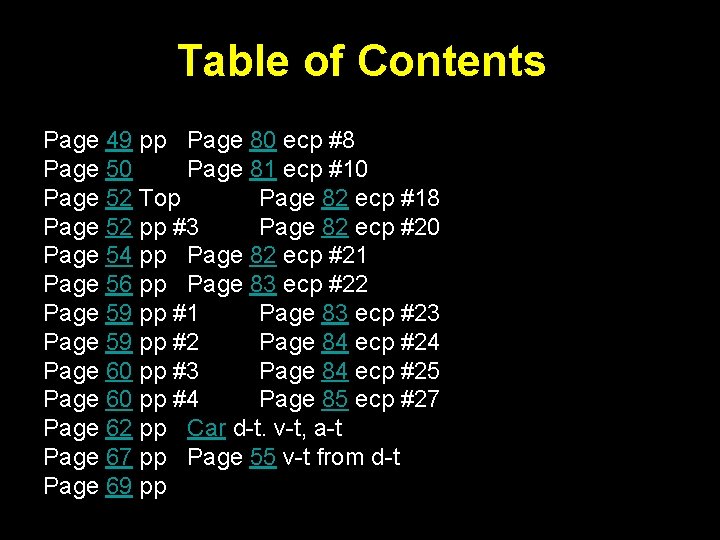 Table of Contents Page 49 pp Page 80 ecp #8 Page 50 Page 81