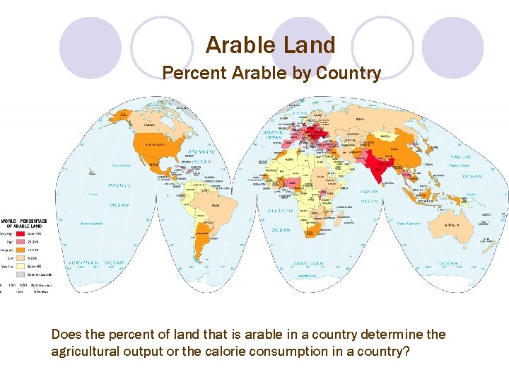 Arable Land Percent Arable by Country Does the percent of land that is arable