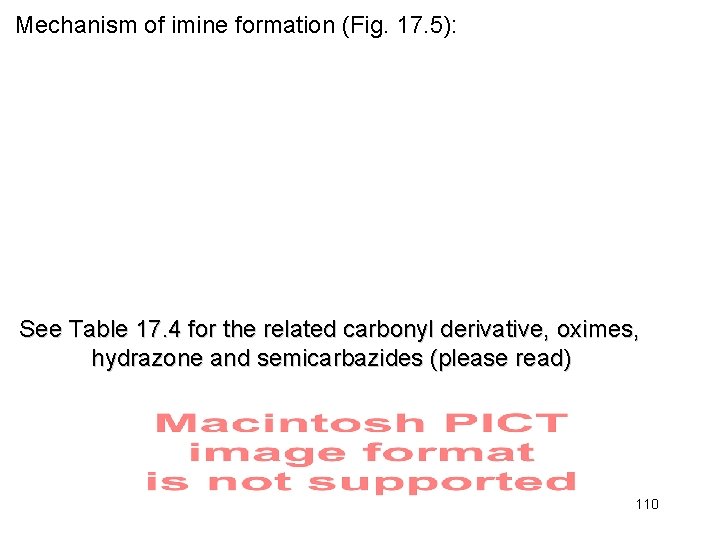 Mechanism of imine formation (Fig. 17. 5): See Table 17. 4 for the related