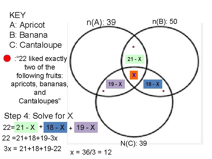 KEY A: Apricot B: Banana C: Cantaloupe : “ 22 liked exactly two of