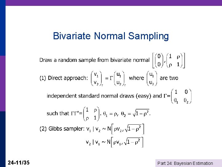 Bivariate Normal Sampling 24 -11/35 Part 24: Bayesian Estimation 