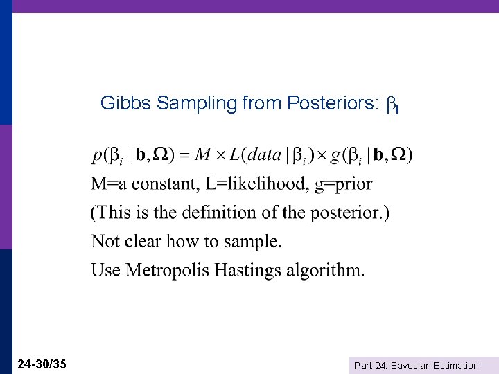 Gibbs Sampling from Posteriors: i 24 -30/35 Part 24: Bayesian Estimation 