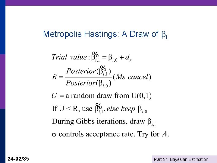 Metropolis Hastings: A Draw of i 24 -32/35 Part 24: Bayesian Estimation 