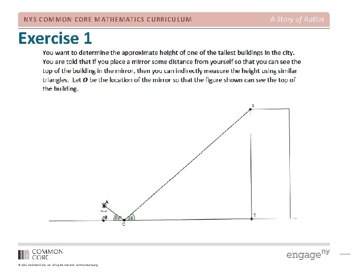 NYS COMMON CORE MATHEMATICS CURRICULUM Exercise 1 © 2012 Common Core, Inc. All rights