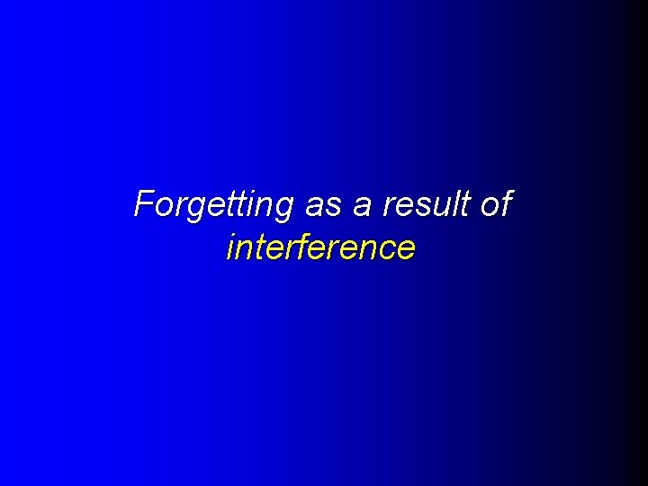 Forgetting as a result of interference 