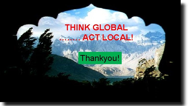 THINK GLOBAL …. …. ACT LOCAL! Thankyou! THINK GLOBAL …. …. ACT LOCAL! Thankyou!