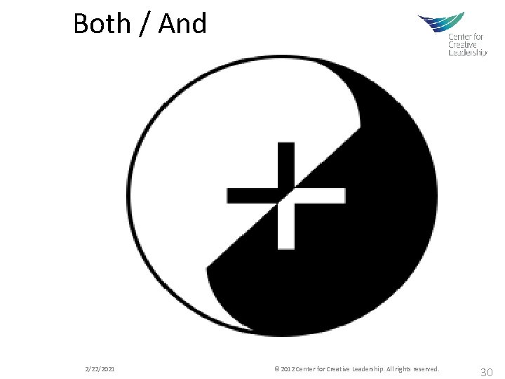 Both / And 2/22/2021 30 © 2012 Center for Creative Leadership. All rights reserved.