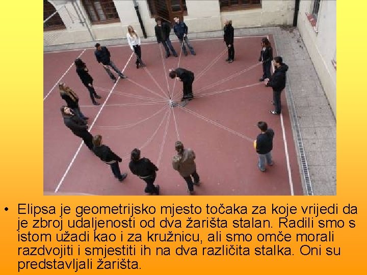  • Elipsa je geometrijsko mjesto točaka za koje vrijedi da je zbroj udaljenosti