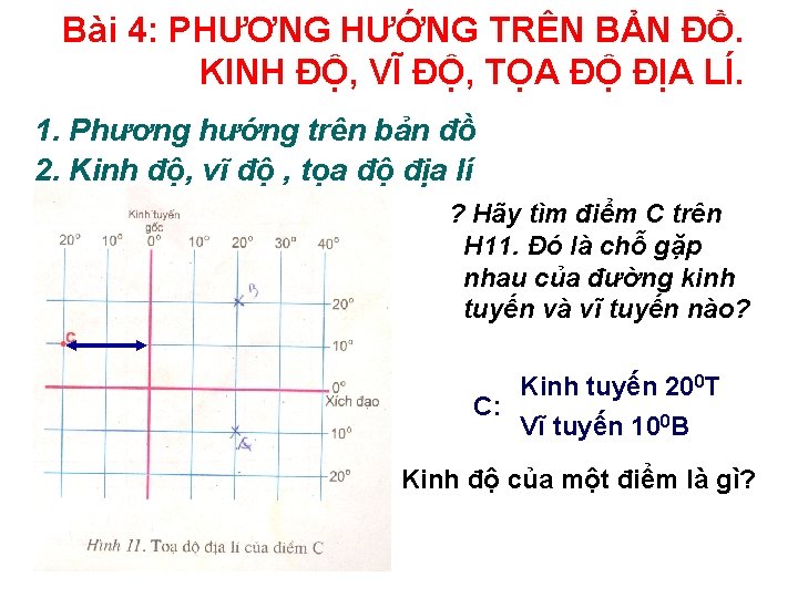 Bài 4: PHƯƠNG HƯỚNG TRÊN BẢN ĐỒ. KINH ĐỘ, VĨ ĐỘ, TỌA ĐỘ ĐỊA