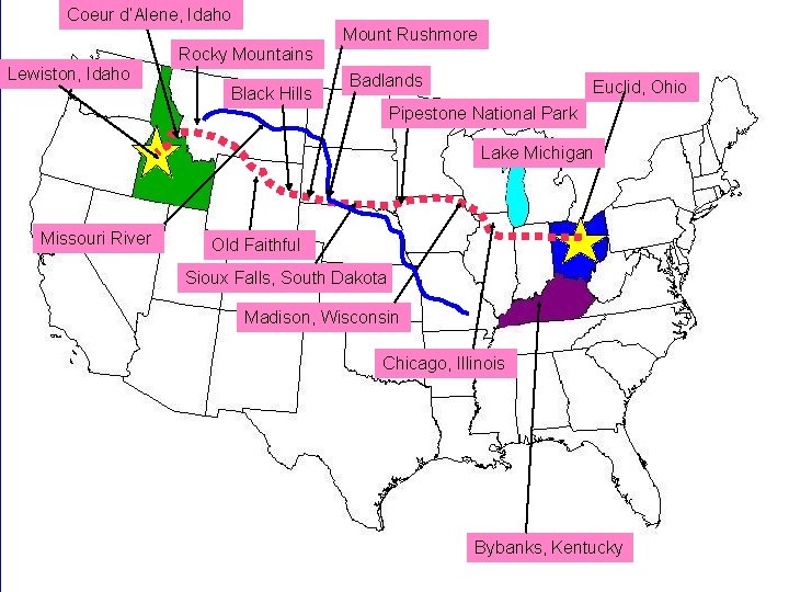 Coeur d’Alene, Idaho Mount Rushmore Rocky Mountains Lewiston, Idaho Black Hills Badlands Euclid, Ohio