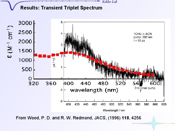 Results: Transient Triplet Spectrum From Wood, P. D. and R. W. Redmond, JACS, (1996)
