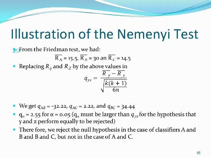 Illustration of the Nemenyi Test 55 Illustration of the Nemenyi Test 55