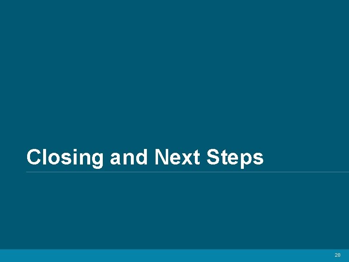 Closing and Next Steps 28 