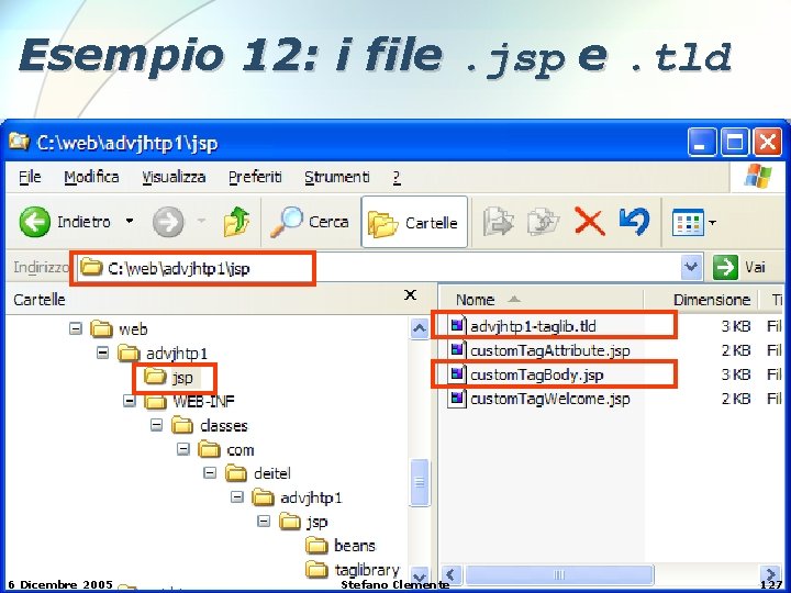 Esempio 12: i file. jsp e. tld 6 Dicembre 2005 Stefano Clemente 127 