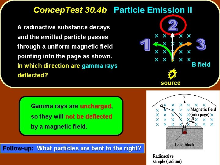 Concep. Test 30. 4 b Particle Emission II A radioactive substance decays and the