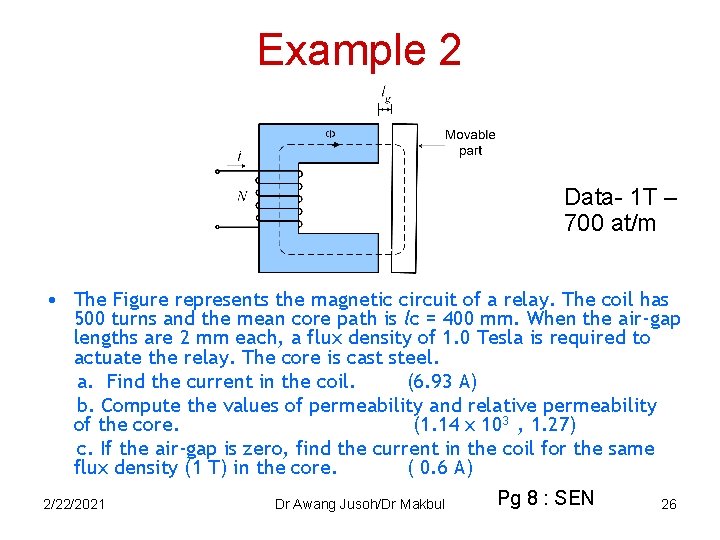 Example 2 Data- 1 T – 700 at/m • The Figure represents the magnetic