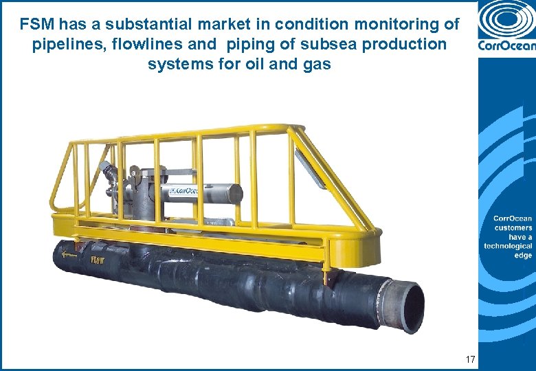 FSM has a substantial market in condition monitoring of pipelines, flowlines and piping of