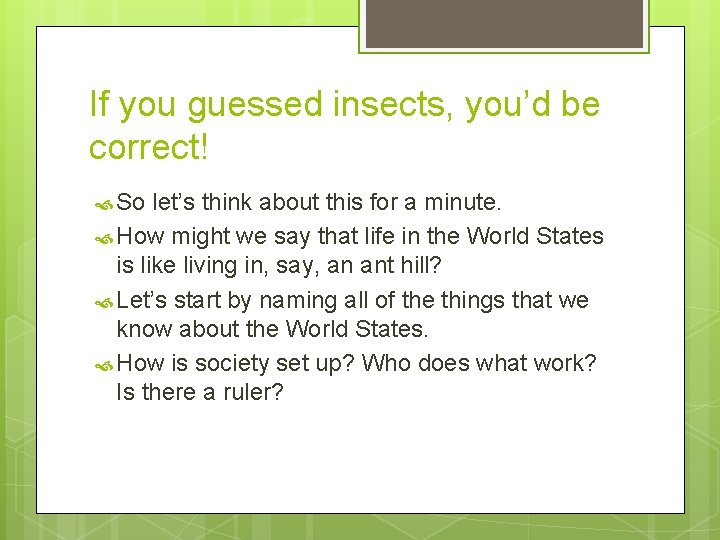 If you guessed insects, you’d be correct! So let’s think about this for a