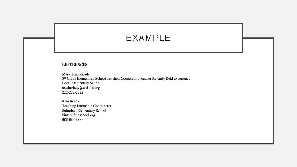 EXAMPLE EXAMPLE
